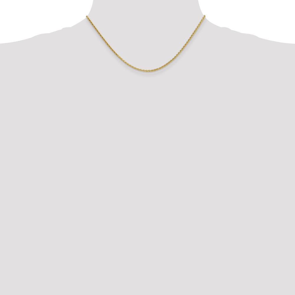 14K Yellow Gold 16" 1.9mm Diamond-Cut Parisian Wheat Chain with Lobster Clasp by Oro Pregiato