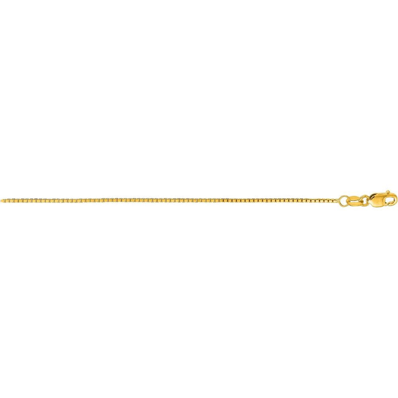 14K Yellow Gold 16" 1mm Octagonal Box Chain with Lobster Clasp by Orozza Fine Jewelry