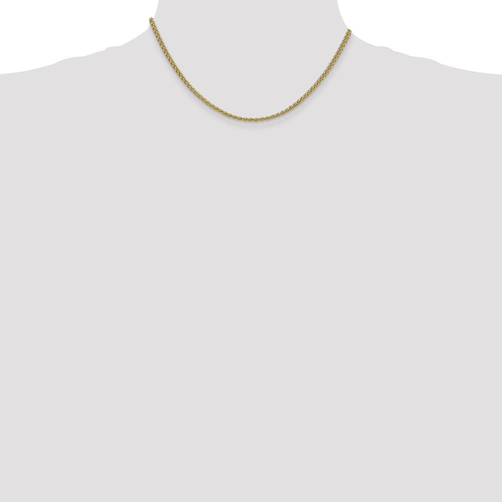 14K Yellow Gold 16" 2.1mm Spiga Wheat Link Chain with Lobster Clasp by Oro Pregiato