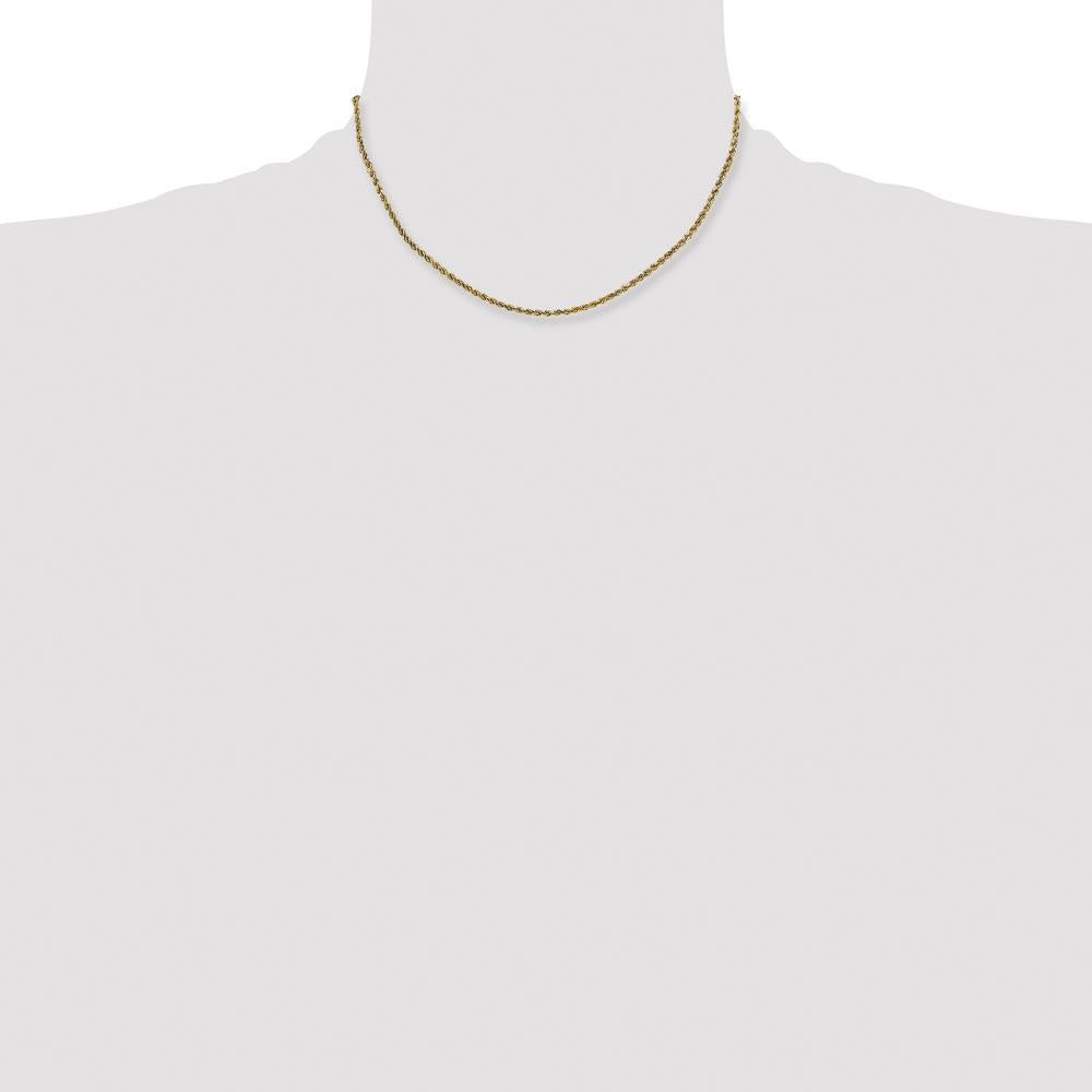 14K Yellow Gold 16" 2.25mm Semi-Solid Diamond-Cut Rope Chain with Lobster Clasp by Oro Pregiato