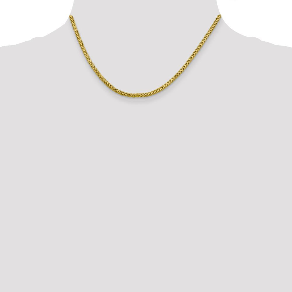 14K Yellow Gold 16" 2.5mm Diamond-Cut Wheat Chain Necklace by Oro Pregiato
