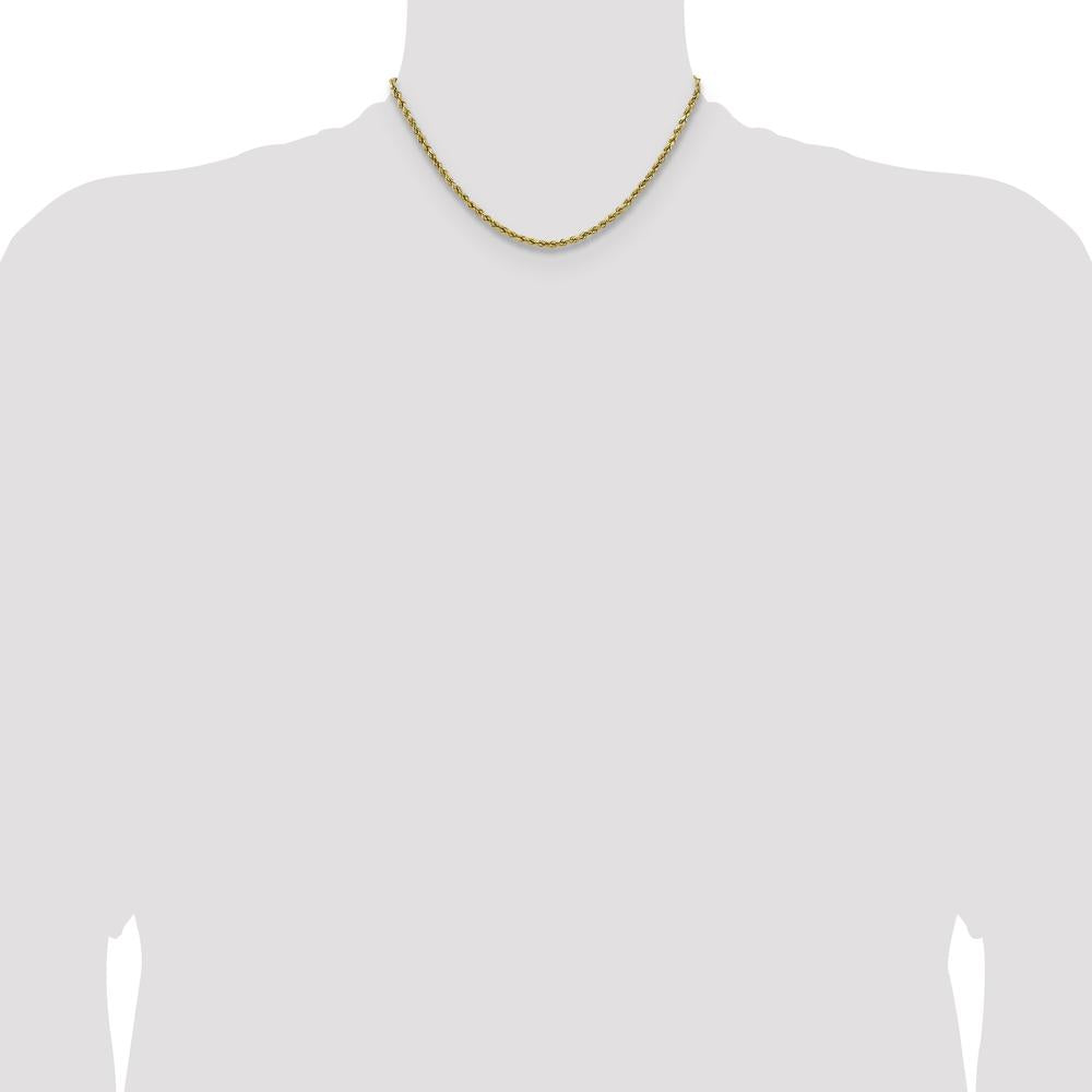 14K Yellow Gold 16" 2.5mm Semi-Solid Diamond-Cut Rope Necklace with Lobster Clasp by Oro Pregiato