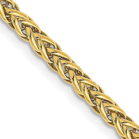 14K Yellow Gold 16" 2.6mm Semi-Solid 3-Wire Wheat Chain with Lobster Clasp by Oro Pregiato