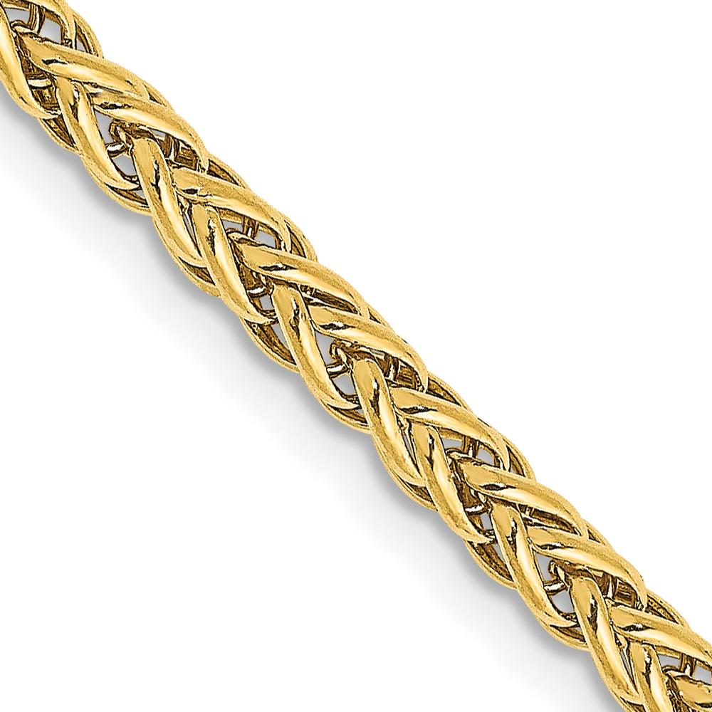 14K Yellow Gold 16" 2.6mm Semi-Solid 3-Wire Wheat Chain with Lobster Clasp by Oro Pregiato
