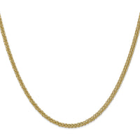 14K Yellow Gold 16" 2.6mm Semi-Solid 3-Wire Wheat Chain with Lobster Clasp by Oro Pregiato
