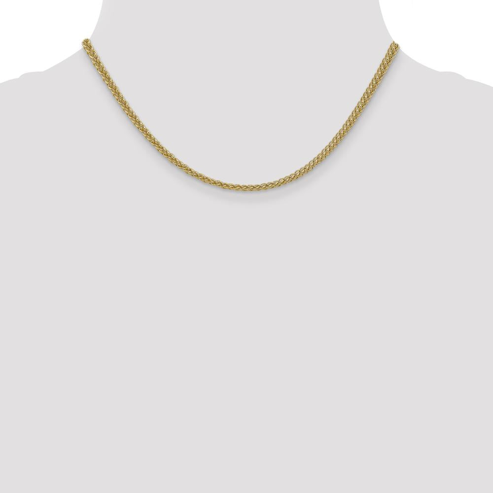 14K Yellow Gold 16" 2.6mm Semi-Solid 3-Wire Wheat Chain with Lobster Clasp by Oro Pregiato