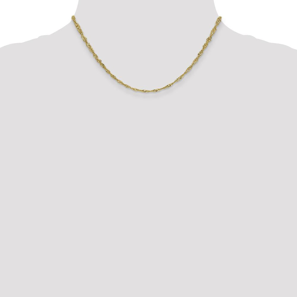 14K Yellow Gold 16" 2.75mm Lightweight Singapore Chain with Lobster Clasp by Oro Pregiato