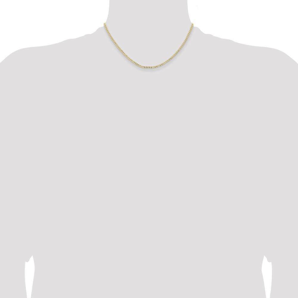 14K Yellow Gold 16" 2.85mm Semi-Solid Curb Chain with Lobster Clasp by Oro Pregiato