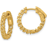 14K Yellow Gold 16.2mm In/Out Hoop Earrings with Safety Clasp Closure by Oro Pregiato