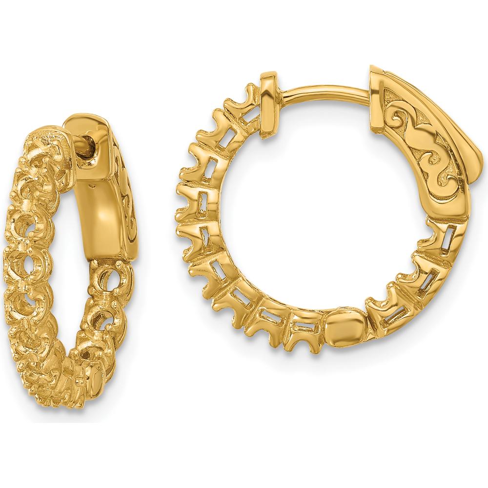 14K Yellow Gold 16.2mm In/Out Hoop Earrings with Safety Clasp Closure by Oro Pregiato