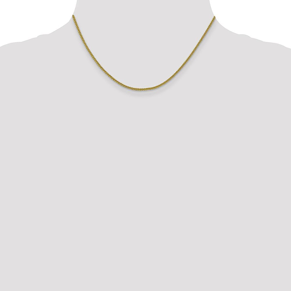 14K Yellow Gold 16" 2mm Semi-Solid Wheat Chain with Lobster Clasp by Oro Pregiato