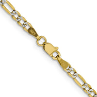 14K Yellow Gold 16" 3.2mm Semi-Solid Figaro Chain with Rhodium Pavé Accents - Polished Finish by Oro Pregiato