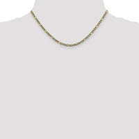 14K Yellow Gold 16" 3.2mm Semi-Solid Figaro Chain with Rhodium Pavé Accents - Polished Finish by Oro Pregiato