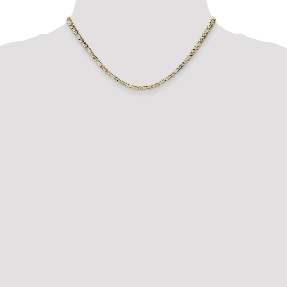 14K Yellow Gold 16" 3.5mm Semi-Solid Figaro Chain with Lobster Clasp by Oro Pregiato