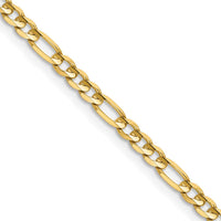 14K Yellow Gold 16" 3mm Concave Open Figaro Chain Necklace with Lobster Clasp by Oro Pregiato