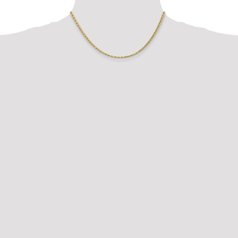 14K Yellow Gold 16" 3mm Diamond-Cut Rope Chain Necklace with Lobster Clasp
