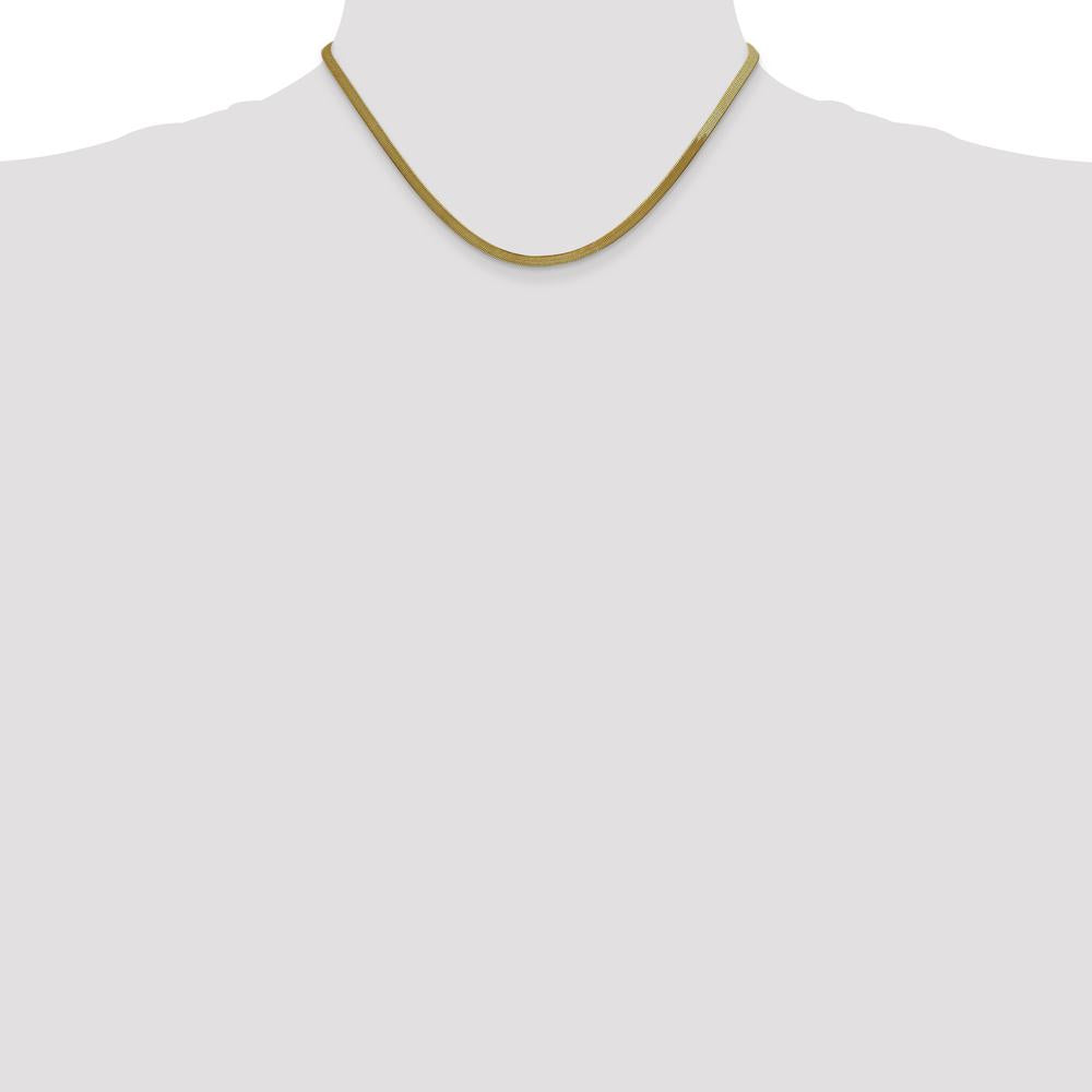 14K Yellow Gold 16" 3mm Herringbone Chain with Lobster Clasp - Polished Finish by 0