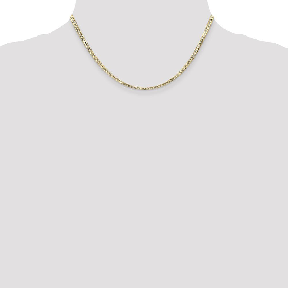 14K Yellow Gold 16" 3mm Open Concave Curb Chain Necklace with Lobster Clasp by IBGoodman