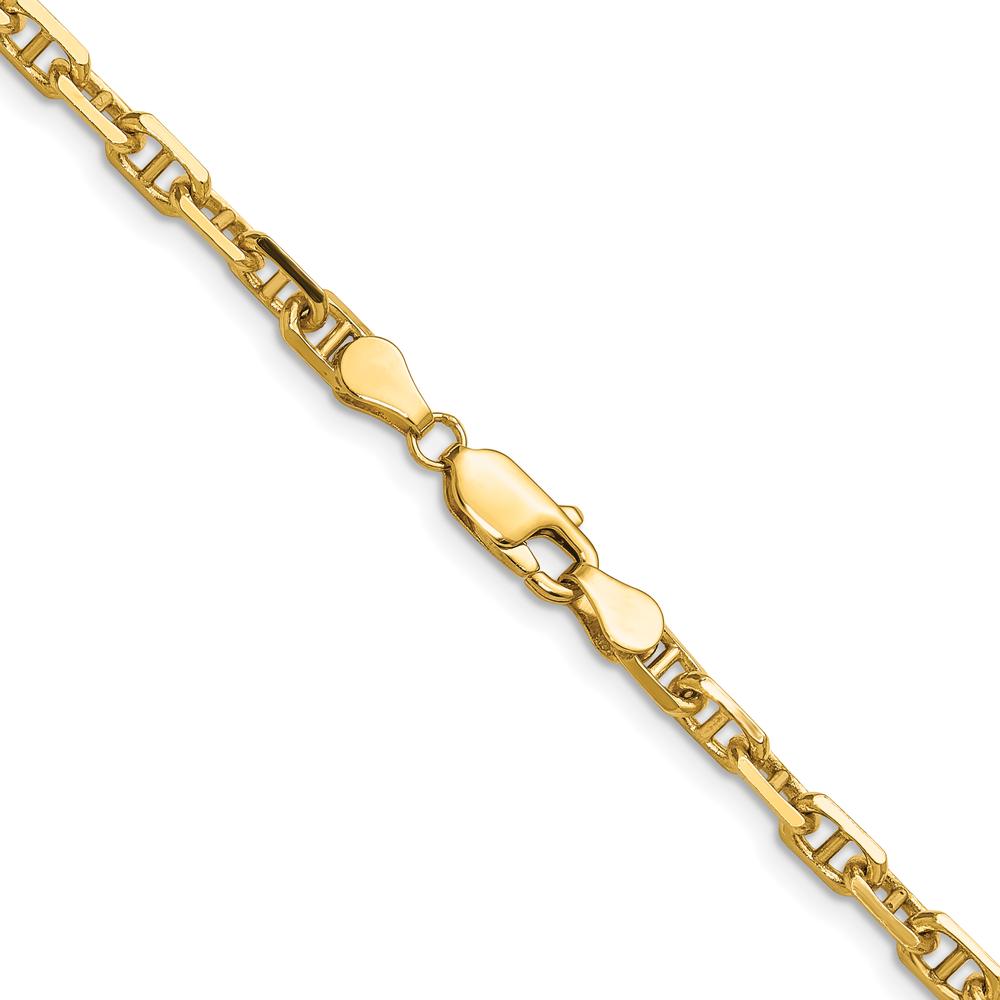 14K Yellow Gold 16" 4.1mm Diamond-Cut Mariner Anchor Chain Necklace by Oro Pregiato