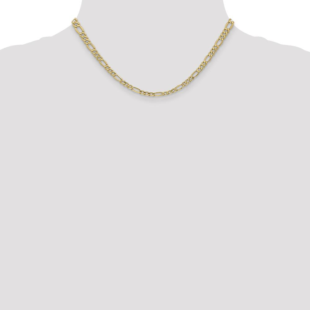 14K Yellow Gold 16" 4.2mm Semi-Solid Figaro Chain with Lobster Clasp by Oro Pregiato