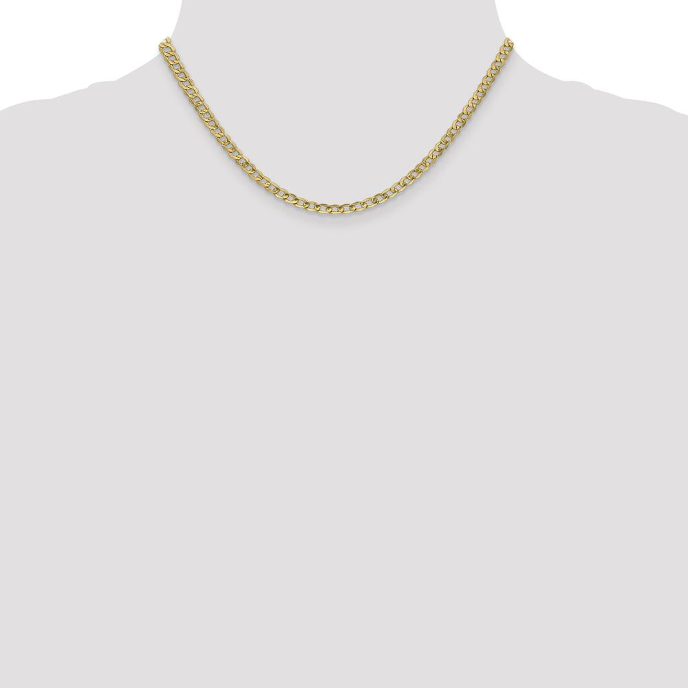14K Yellow Gold 16" 4.3mm Semi-Solid Curb Chain with Lobster Clasp by Oro Pregiato