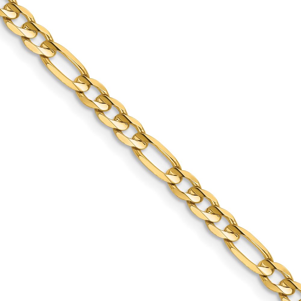 14K Yellow Gold 16" 4mm Concave Open Figaro Chain with Lobster Clasp by Oro Pregiato