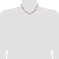 14K Yellow Gold 16" 4mm Diamond-Cut Rope Chain Necklace - Polished Finish with Lobster Clasp by Oro Pregiato