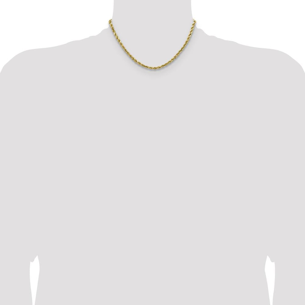 14K Yellow Gold 16" 4mm Diamond-Cut Rope Chain Necklace - Polished Finish with Lobster Clasp by Oro Pregiato