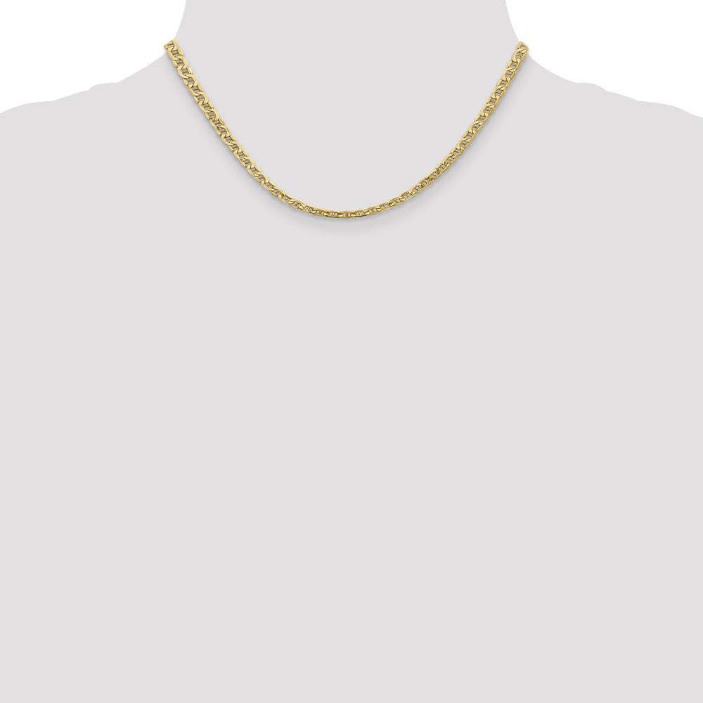 14K Yellow Gold 16" 4mm Semi-Solid Anchor Chain Necklace with Lobster Clasp by IBGoodman