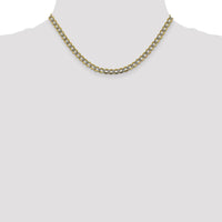 14K Yellow Gold 16" 5.2mm Semi-Solid Curb Chain with Rhodium Accents - Polished Finish, Lobster Clasp by Oro Pregiato