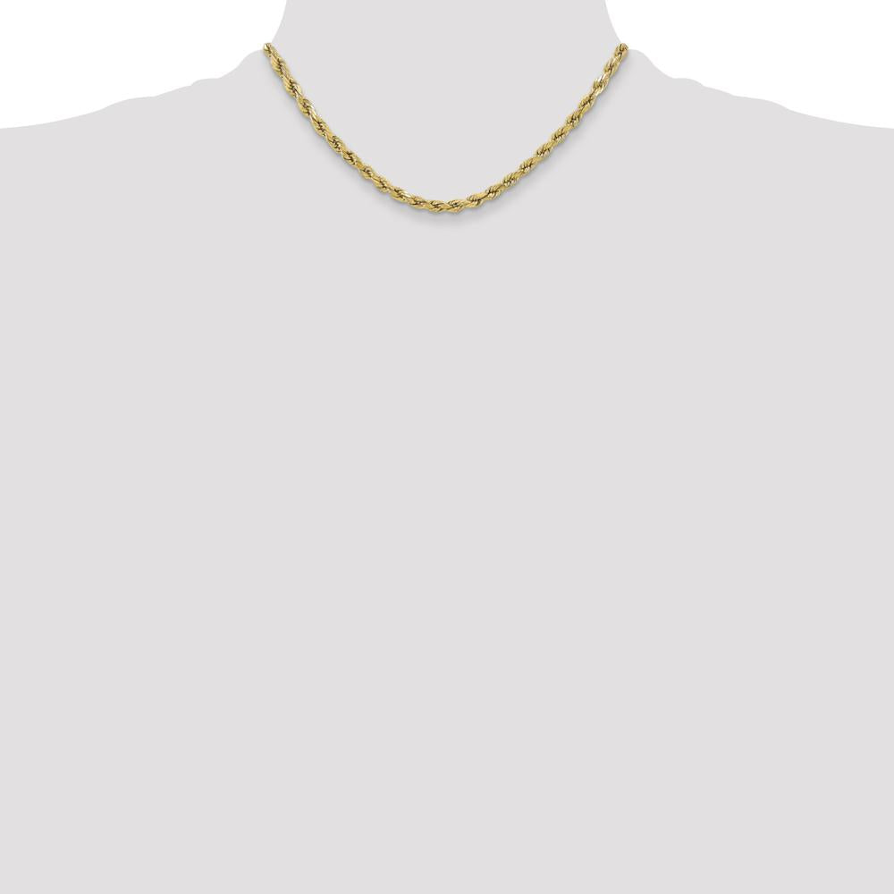 14K Yellow Gold 16" 5.5mm Semi Solid Diamond-Cut Rope Chain with Lobster Clasp by Oro Pregiato