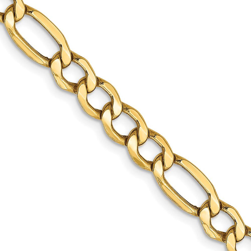 14K Yellow Gold 16" 5.75mm Semi-Solid Figaro Chain with Lobster Clasp by Oro Pregiato