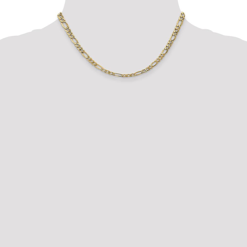 14K Yellow Gold 16" 5.75mm Semi-Solid Figaro Chain with Lobster Clasp by Oro Pregiato