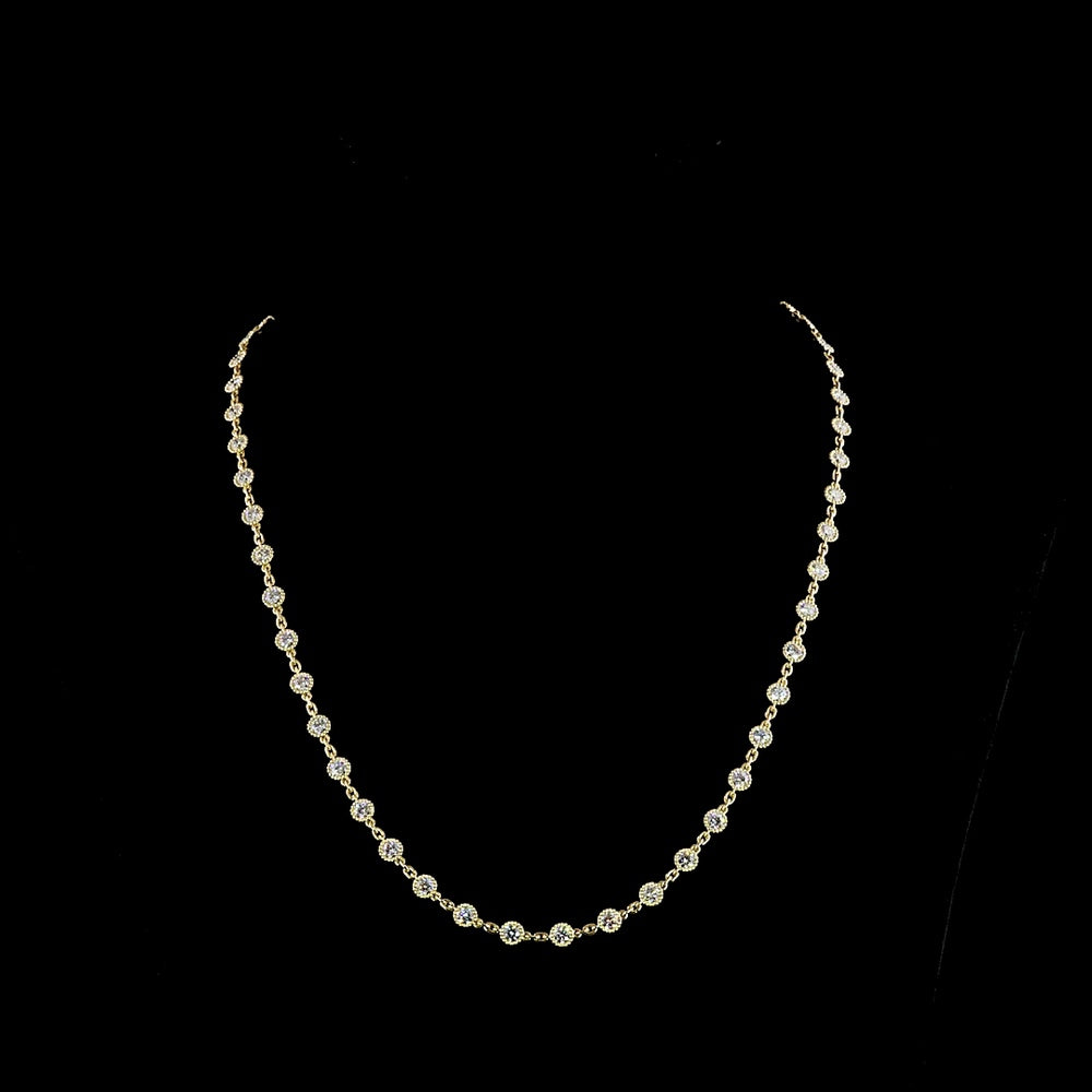 14K Yellow Gold 16.5-Inch Station Necklace with 48 Bezel-Set Round Lab Diamonds - 6.40 Carat Total Diamond Weight - Covaloro Fine Jewelry