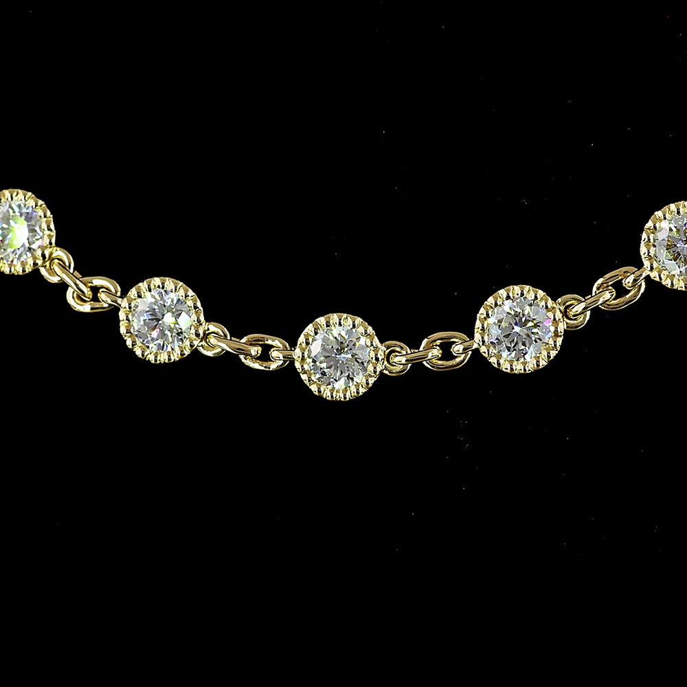 14K Yellow Gold 16.5-Inch Station Necklace with 48 Bezel-Set Round Lab Diamonds - 6.40 Carat Total Diamond Weight - Covaloro Fine Jewelry
