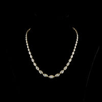 14K Yellow Gold 16.5" Riviera Necklace with Bezel Set Marquise Cut Lab Diamonds, East-West Orientation - 10.08 Carat Total Diamond Weight - Covaloro Fine Jewelry