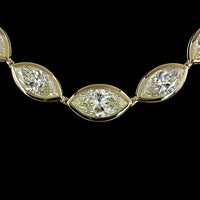 14K Yellow Gold 16.5" Riviera Necklace with Bezel Set Marquise Cut Lab Diamonds, East-West Orientation - 10.08 Carat Total Diamond Weight - Covaloro Fine Jewelry