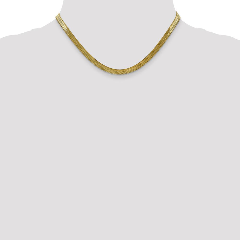 14K Yellow Gold 16" 5mm Herringbone Chain with Lobster Clasp by 0