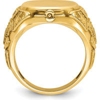 14K Yellow Gold 16.5x14.8mm Men's Cushion Signet Ring by IBGoodman
