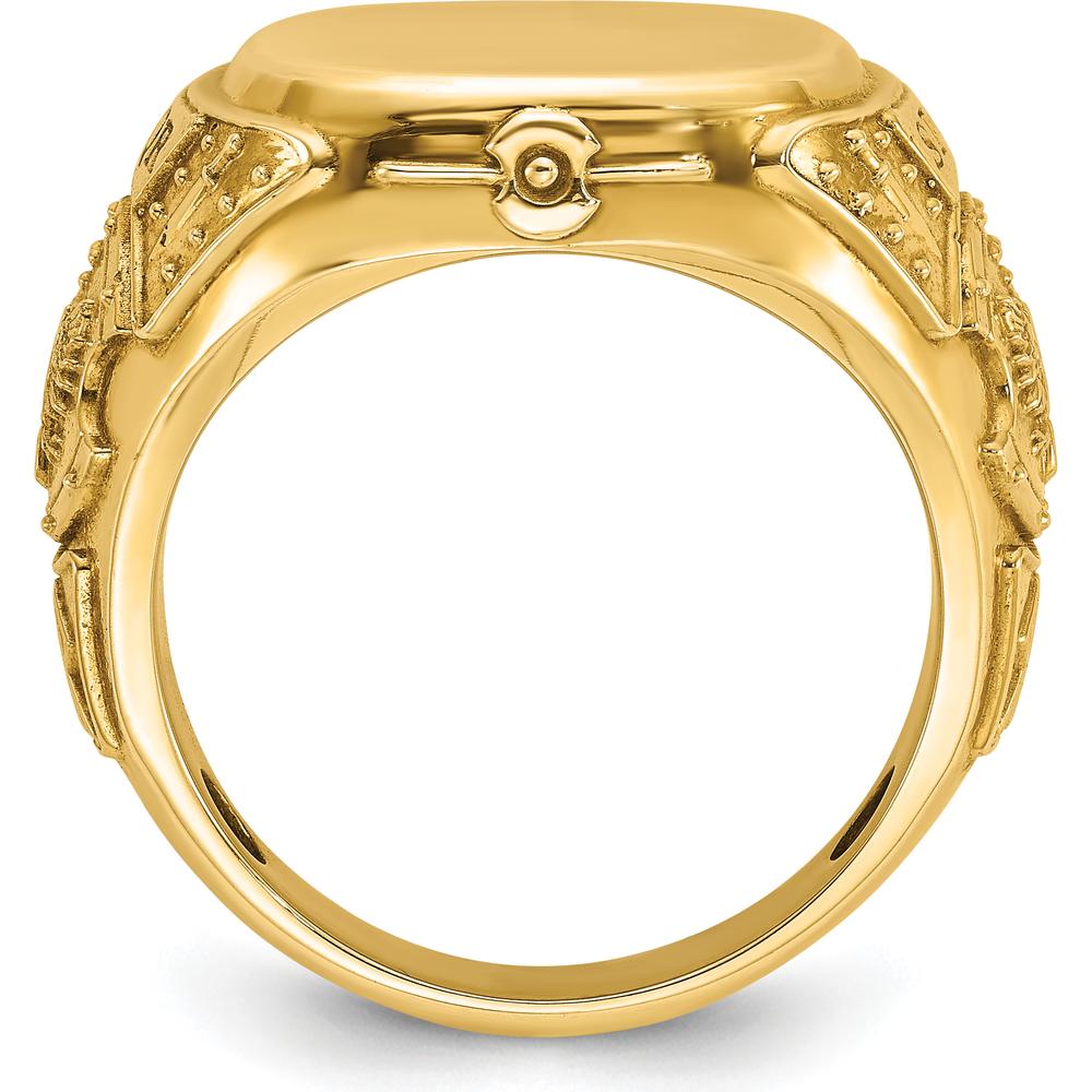 14K Yellow Gold 16.5x14.8mm Men's Cushion Signet Ring by IBGoodman