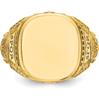 14K Yellow Gold 16.5x14.8mm Men's Cushion Signet Ring by IBGoodman