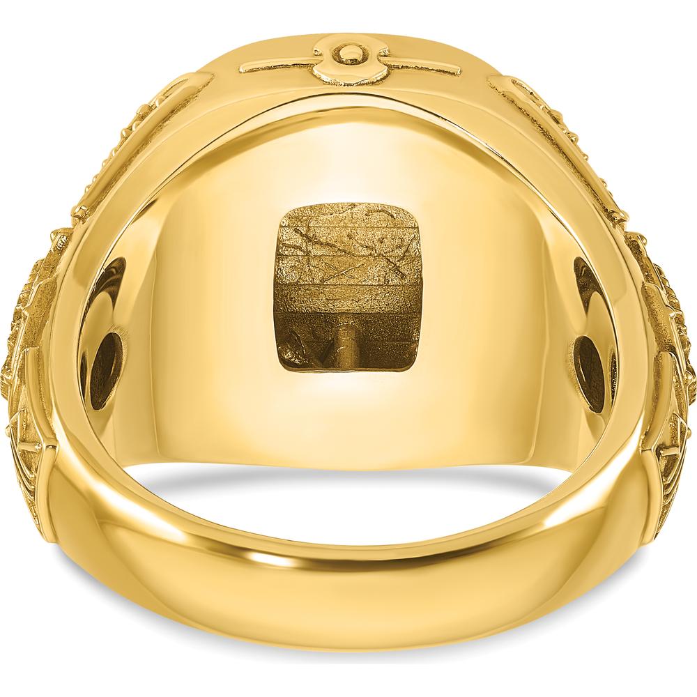 14K Yellow Gold 16.5x14.8mm Men's Cushion Signet Ring by IBGoodman