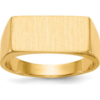 14K Yellow Gold 16.5x8.0mm Satin Finish Rectangular Men's Signet Ring with Polished Tapered Band by 0