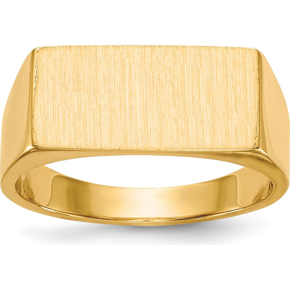 14K Yellow Gold 16.5x8.0mm Satin Finish Rectangular Men's Signet Ring with Polished Tapered Band by 0