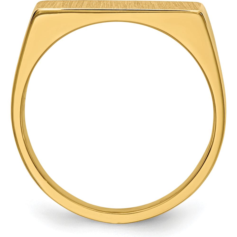 14K Yellow Gold 16.5x8.0mm Satin Finish Rectangular Men's Signet Ring with Polished Tapered Band by 0