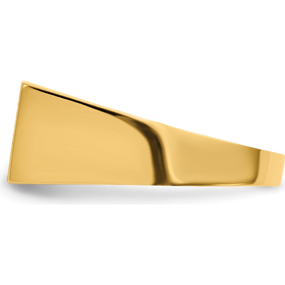 14K Yellow Gold 16.5x8.0mm Satin Finish Rectangular Men's Signet Ring with Polished Tapered Band by 0