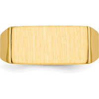 14K Yellow Gold 16.5x8.0mm Satin Finish Rectangular Men's Signet Ring with Polished Tapered Band by 0