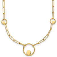 14K Yellow Gold 16.75" Polished Circle and Paperclip Link Necklace with Lobster Clasp by 0