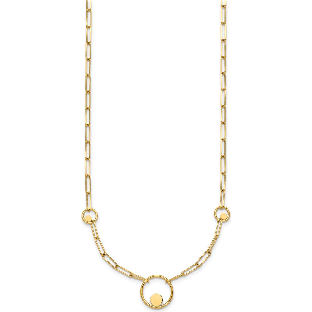 14K Yellow Gold 16.75" Polished Circle and Paperclip Link Necklace with Lobster Clasp by 0
