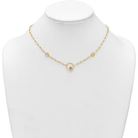 14K Yellow Gold 16.75" Polished Circle and Paperclip Link Necklace with Lobster Clasp by 0